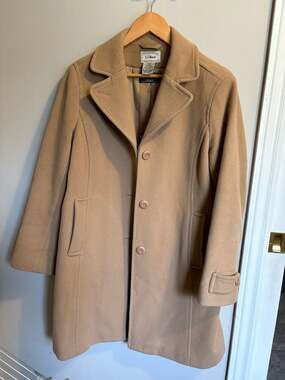 L.L. Bean Women's Classic Wool Polo Coat Tan Size 10-PET